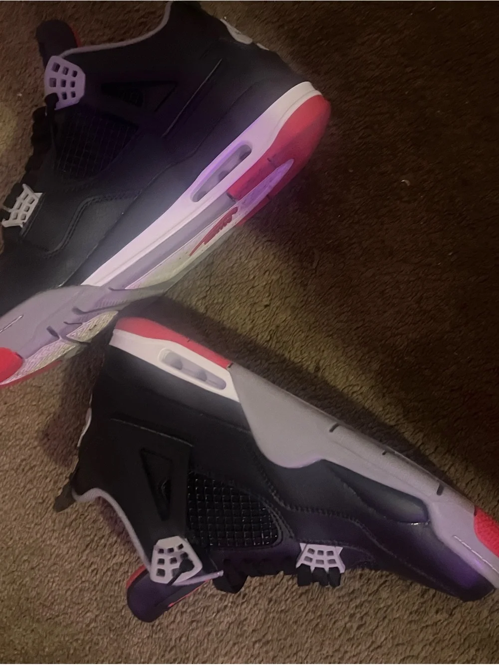 Air Jordan Mens' Retro 4 Basketball Shoes - Black/Red